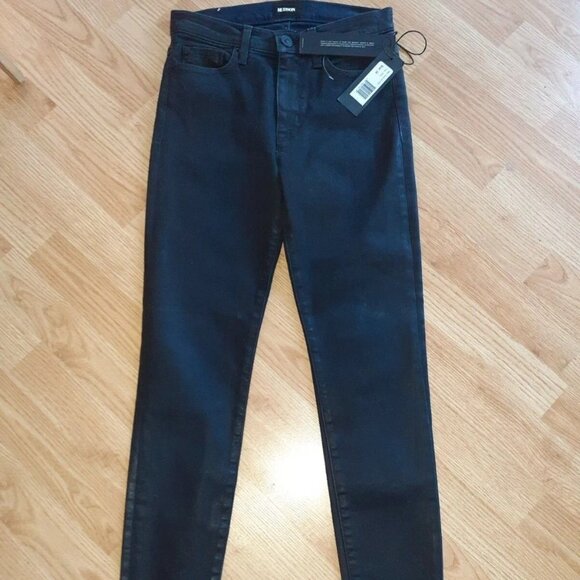 HUDSON-Barbara High-Rise Super Skinny Ankle Black Coated Jeans-Sz 25-NWT - Picture 1 of 5